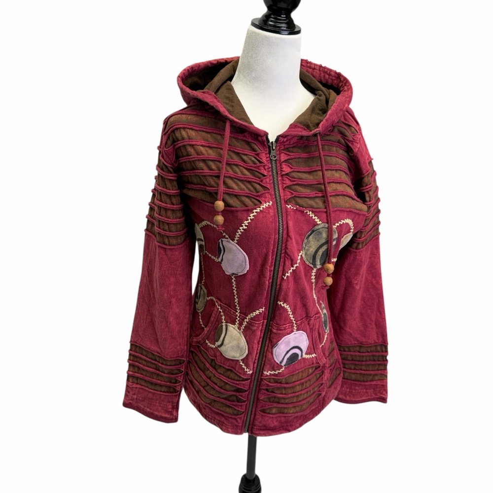 Rising International Red Full Zip 100% Cotton Hoodie Size M